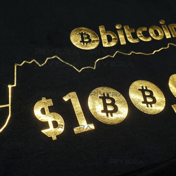 Gold Bitcoin 100K Trader Chart T-Shirt, Historic Crypto Tee Investors BTC 100K - Picture 4 of 5